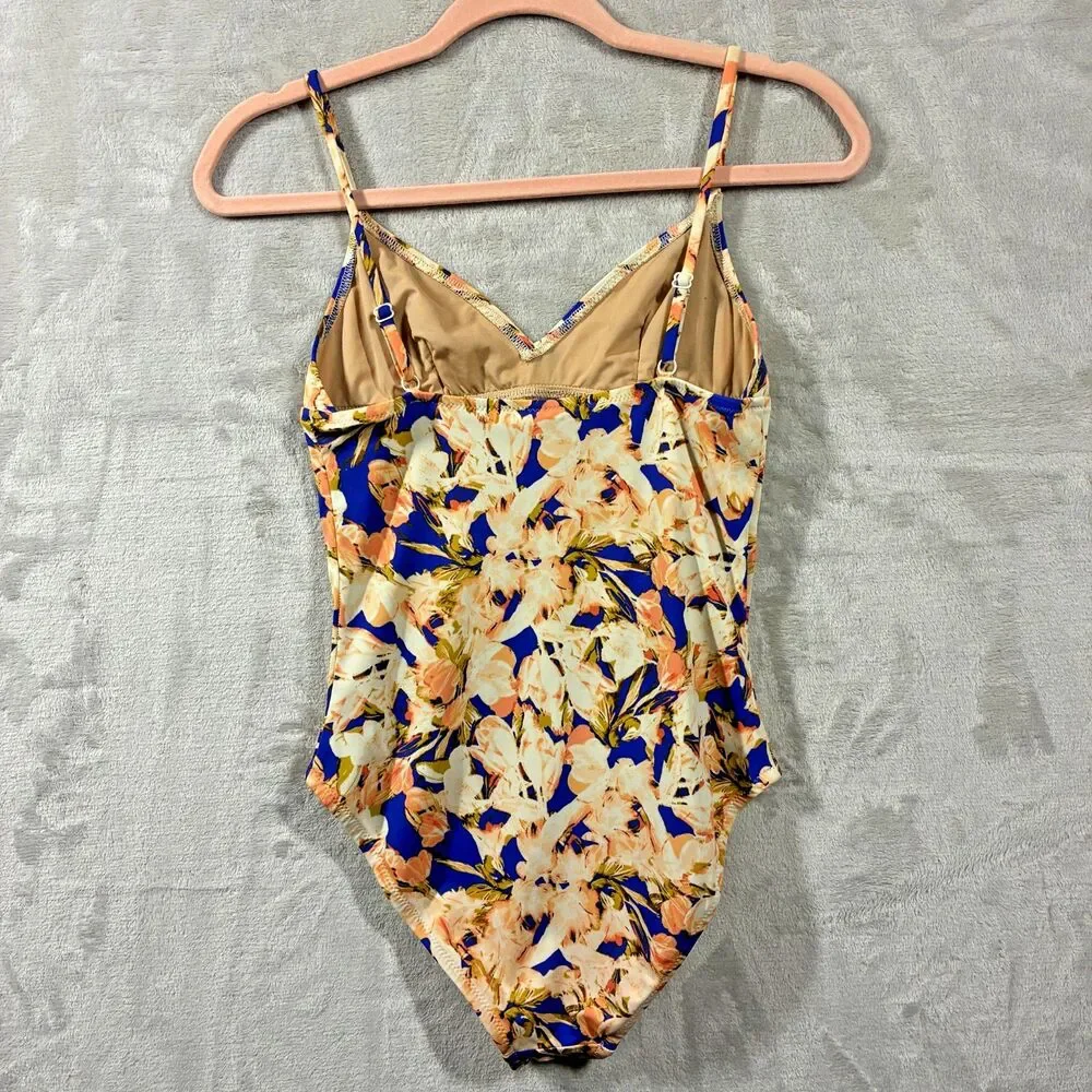 J Crew Swim One Piece S Plunge Ballet V Neck Rare Print Resort 2014 Made in USA